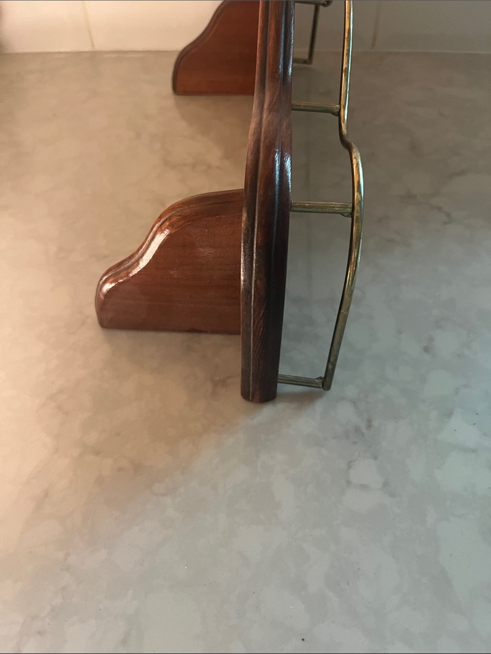 Vintage Home Interiors Brown brass Wood Shelf w/ plate groove ready to hang - Picture 5 of 8
